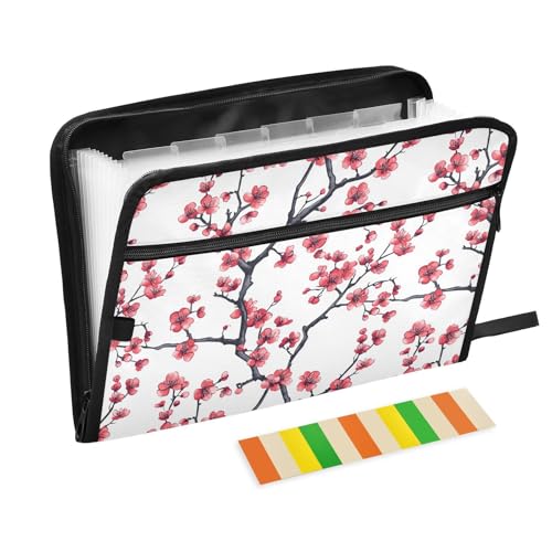 Ordner mit Etiketten, 13 Taschen, A4, Briefgröße mit Reißverschluss, für Bürobedarf, China, Pflaumenblüte, Schönheit, Blumen, Para Guardar von miaozhen