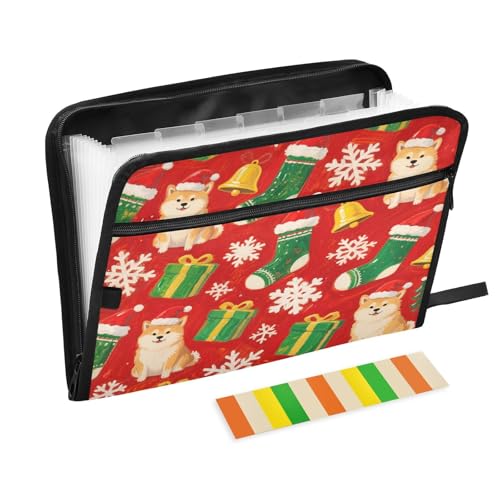 Ordner mit Taschen, 13 Taschen, A4, Briefgröße mit Reißverschluss, für Schule, Zuhause, Büro, Klassenzimmer, Frohe Weihnachten, Braun, Shiba Inu Carpetas de Ordner mit Taschen, 13 Taschen, A4, Briefgröße mit Reißverschluss, für Schule, Zuhause, Büro, Klassenzimmer, Frohe Weihnachten, Braun, Shiba Inu Carpetas de von miaozhen
