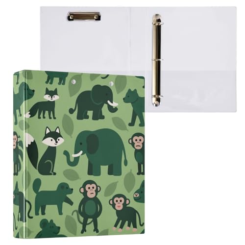 Ordner mit Tiermotiv, Elefant, Affe, Fuchs, 3,8 cm, 3 Ringbücher mit Taschen, 2 Stück, ästhetischer Ordner, 200 Blatt Ordner mit Tiermotiv, Elefant, Affe, Fuchs, 3,8 cm, 3 Ringbücher mit Taschen, 2 Stück, ästhetischer Ordner, 200 Blatt von miaozhen