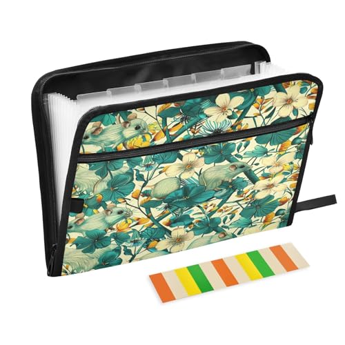 Ordner mit Verschluss, 13 Taschen, A4, Briefgröße mit Reißverschluss, für Schule, Zuhause, Büro, Klassenzimmer, James-Stil, Blumenmäuse, Luxusexpando Ordner mit Verschluss, 13 Taschen, A4, Briefgröße mit Reißverschluss, für Schule, Zuhause, Büro, Klassenzimmer, James-Stil, Blumenmäuse, Luxusexpando von miaozhen