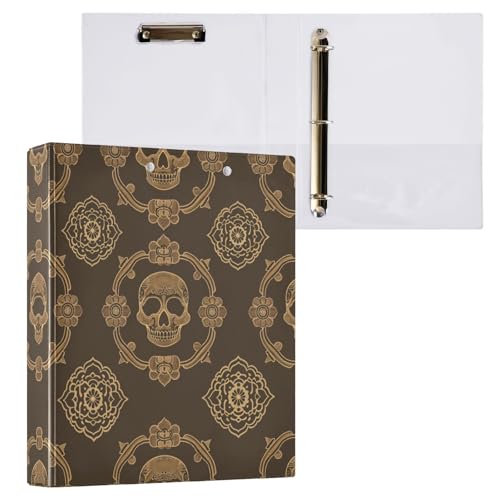 Ordner mit chinesischem Totenkopfmuster, Braun, 3,8 cm, 3 Ringe, Notizbuch, Ordner mit Klemmbrett, 2 Stück, Büroordner, Zubehör, 200 Blatt Ordner mit chinesischem Totenkopfmuster, Braun, 3,8 cm, 3 Ringe, Notizbuch, Ordner mit Klemmbrett, 2 Stück, Büroordner, Zubehör, 200 Blatt von miaozhen