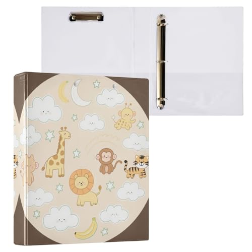 Ordner mit drei Ringen, Motiv: Giraffe, Wolke, Gelb, Weiß, 3,8 cm, mit Innentaschen, 2 Stück, Büro-Ordner, 200 Blatt Ordner mit drei Ringen, Motiv: Giraffe, Wolke, Gelb, Weiß, 3,8 cm, mit Innentaschen, 2 Stück, Büro-Ordner, 200 Blatt von miaozhen