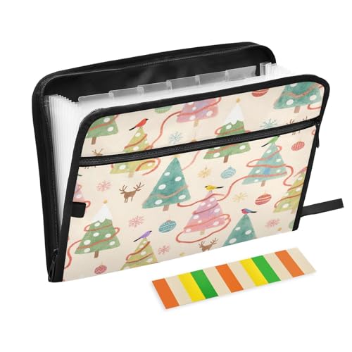 Ordner mit mehreren Fächern, 13 Taschen, A4, Briefgröße mit Reißverschluss, für Business, Frohe Weihnachten, bunter Weihnachtsbaum-Organizer Ordner mit mehreren Fächern, 13 Taschen, A4, Briefgröße mit Reißverschluss, für Business, Frohe Weihnachten, bunter Weihnachtsbaum-Organizer von miaozhen