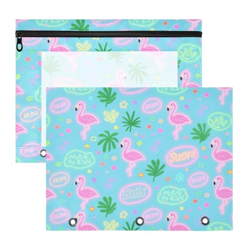 Ordner mit transparentem Fenster, 3 Locher für A4-Papier, Briefe, 2 Stück, Studenten, Schulanfang, Sommer, Flamingo, Rosa, Blau, Cartuchera para lapices von miaozhen