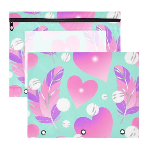 Ordnerhüllen, transparent, 3-fach Locher, für A4-Papier, Briefe, 2 Stück, Studenten, Büro, rosa und violett, Herzfedermappe Ordnerhüllen, transparent, 3-fach Locher, für A4-Papier, Briefe, 2 Stück, Studenten, Büro, rosa und violett, Herzfedermappe von miaozhen