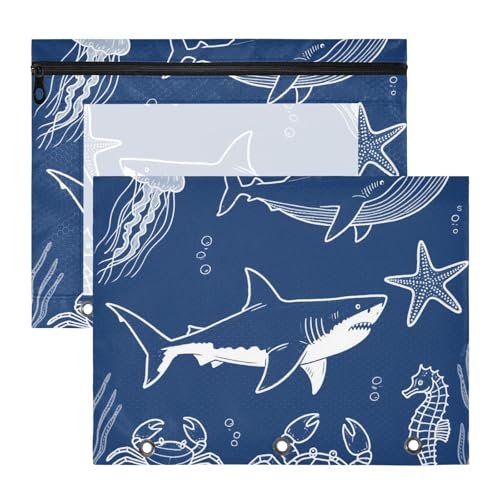 Ordnertaschen, bezaubernde 3-Loch-Tasche für 3-Ringe, 2 Stück, Studenten, Zuhause, dunkelblau, Unterwassertiere, Wal, Quallen, Ordner für Dokumente Ordnertaschen, bezaubernde 3-Loch-Tasche für 3-Ringe, 2 Stück, Studenten, Zuhause, dunkelblau, Unterwassertiere, Wal, Quallen, Ordner für Dokumente von miaozhen