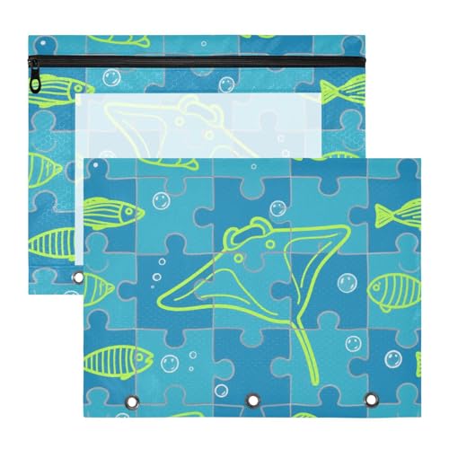 Ordnertaschen, tragbar, 3 Locher für A4-Papier, Briefe, 2 Stück, Lehrerklasse, Puzzle, Textur, Fischgrün, Cartuchera para lapices Ordnertaschen, tragbar, 3 Locher für A4-Papier, Briefe, 2 Stück, Lehrerklasse, Puzzle, Textur, Fischgrün, Cartuchera para lapices von miaozhen