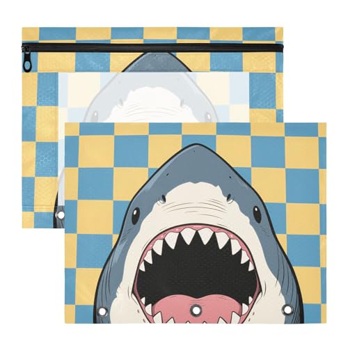 Ordnertaschen, transparent, 3 Ringe, Tasche für 3 Ringe, 2 Stück, Studenten, Zuhause, blau und gelb kariert, Haie, Ordner para documentos Ordnertaschen, transparent, 3 Ringe, Tasche für 3 Ringe, 2 Stück, Studenten, Zuhause, blau und gelb kariert, Haie, Ordner para documentos von miaozhen