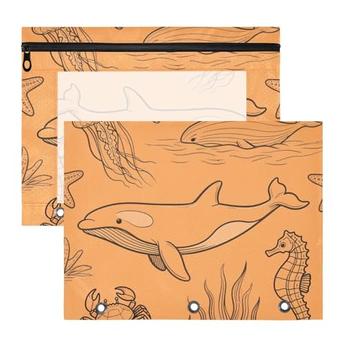 Ordnertaschen mit 3 verstärkten Ösen, Kunststoff-Aktenordner für 3 Ringe, 2 Stück, für Schüler, Schule, Studenten, Lehrerbedarf, schwarz, orange, Unterwassertiere, Wal, Seepferdchen Ordnertaschen mit 3 verstärkten Ösen, Kunststoff-Aktenordner für 3 Ringe, 2 Stück, für Schüler, Schule, Studenten, Lehrerbedarf, schwarz, orange, Unterwassertiere, Wal, Seepferdchen von miaozhen
