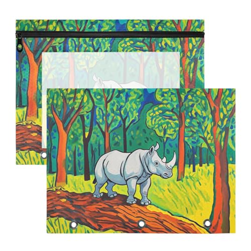 Ordnertaschen mit 3 verstärkten Ösen, Kunststoff-Aktenordner für A4-Papier, Briefe, 2 Stück, Studenten, Schulbedarf, lustiges Tier, Nashorn, Grün, Gelb, Ordner für Dokumente Ordnertaschen mit 3 verstärkten Ösen, Kunststoff-Aktenordner für A4-Papier, Briefe, 2 Stück, Studenten, Schulbedarf, lustiges Tier, Nashorn, Grün, Gelb, Ordner für Dokumente von miaozhen