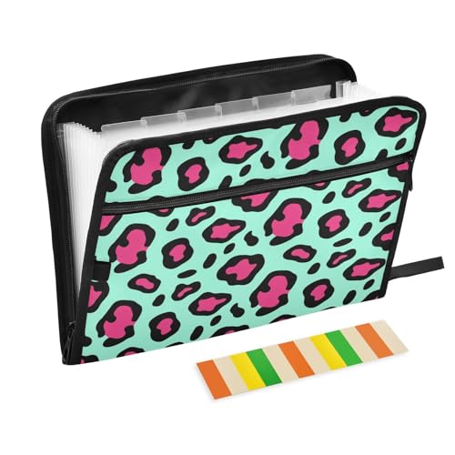 Organizer-Aktenordner, 13 Taschen, A4, Briefgröße mit Reißverschluss, für Business, Leopardenmuster, Magenta, Blau Organizer-Aktenordner, 13 Taschen, A4, Briefgröße mit Reißverschluss, für Business, Leopardenmuster, Magenta, Blau von miaozhen