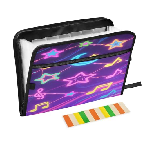 Organizer-Mappe mit 13 Fächern, A4, Briefgröße mit Reißverschluss, zur Aufbewahrung von Dokumenten, fluoreszierende Farben, Sterne und Monde, Carpetas de Organizer-Mappe mit 13 Fächern, A4, Briefgröße mit Reißverschluss, zur Aufbewahrung von Dokumenten, fluoreszierende Farben, Sterne und Monde, Carpetas de von miaozhen