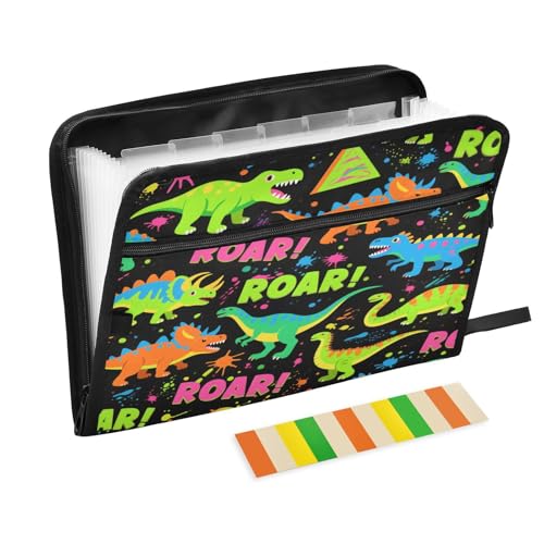 Organizer-Ordner mit 13 Fächern, A4, Briefgröße mit Reißverschluss, für Business, Roaring Dino Spots, schwarz, fluoreszierend, grün, blau, para guardar Organizer-Ordner mit 13 Fächern, A4, Briefgröße mit Reißverschluss, für Business, Roaring Dino Spots, schwarz, fluoreszierend, grün, blau, para guardar von miaozhen