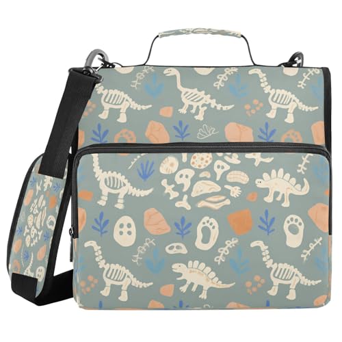 Organizer mit 3 Ringen und Schultergurt, Cartoon, niedliches Dinosaurier-Skelett, grau, mehrere Taschen, für Mittelschule, Paquete de gestión de documentos, 3,8 cm Organizer mit 3 Ringen und Schultergurt, Cartoon, niedliches Dinosaurier-Skelett, grau, mehrere Taschen, für Mittelschule, Paquete de gestión de documentos, 3,8 cm von miaozhen