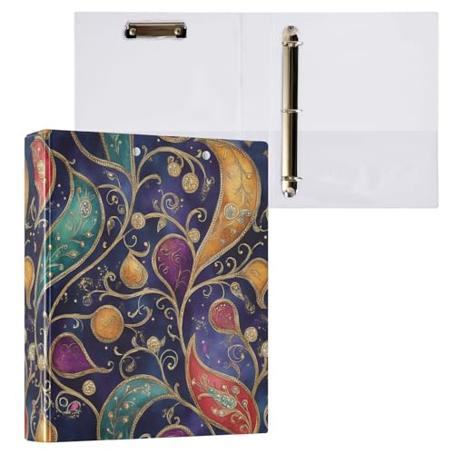 Paisley Gem Color Navy Blue 3,5 cm Ordner mit drei Ringen, Notizbuch mit Klemmbrett, 2 Stück, Bürobedarf, 200 Blatt Paisley Gem Color Navy Blue 3,5 cm Ordner mit drei Ringen, Notizbuch mit Klemmbrett, 2 Stück, Bürobedarf, 200 Blatt von miaozhen