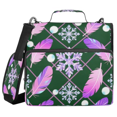 Portfolio-Organizer mit 3 Ringen, 3,8 cm, mit Griff, Feder, Schneeflocke, bunt, rosa, lila, mehrere Taschen, für Schule/Büro, Clip de Cremallera Resistente Portfolio-Organizer mit 3 Ringen, 3,8 cm, mit Griff, Feder, Schneeflocke, bunt, rosa, lila, mehrere Taschen, für Schule/Büro, Clip de Cremallera Resistente von miaozhen