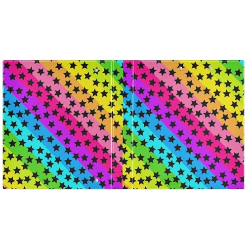 Rainbow Stars Illustration Bunte 3,8 cm Ordner D-Ringe Ordner mit Klemmbrett, 1 Packung, Büroordner, Zubehör, 200 Blatt von miaozhen