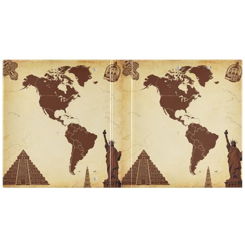 Retro American Continent Brown 1-1/2 Zoll Notizbuch, 3-Ringe, Notizbuch, Ordner mit Klemmbrett, 1 Packung, Büroordnerbedarf, 200 Blatt von miaozhen