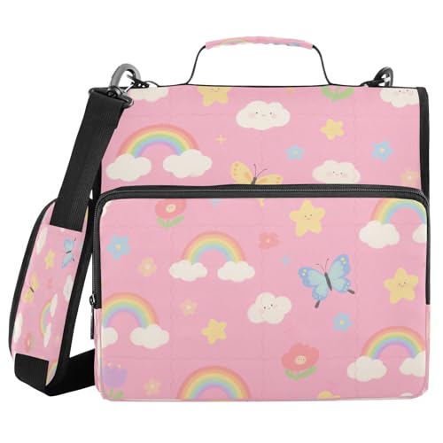 Ringbuch-Organizer mit 3 Ringen, 3,8 cm, mit Griff und abnehmbarem Schultergurt, niedlicher rosa Regenbogen-Schmetterling, wasserdicht, für Mittelschule, Clip de Cremallera Resistente Ringbuch-Organizer mit 3 Ringen, 3,8 cm, mit Griff und abnehmbarem Schultergurt, niedlicher rosa Regenbogen-Schmetterling, wasserdicht, für Mittelschule, Clip de Cremallera Resistente von miaozhen