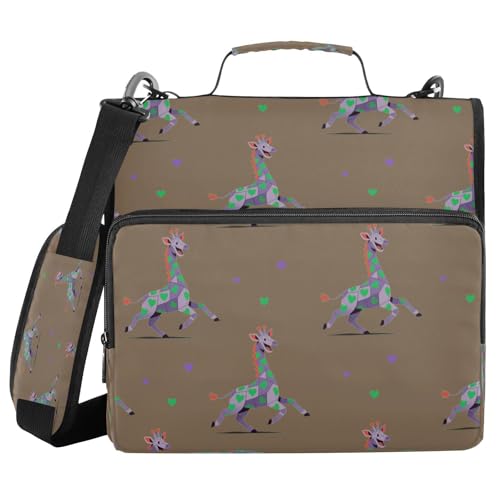Ringbuch-Organizer mit 3 Ringen, 3,8 cm, mit Schultergurt und Griff, lustiges Tier, Giraffe, violett-grünes Herz, leicht zu tragen, geeignet für Mittelschule, Cremallera de Carpeta Ringbuch-Organizer mit 3 Ringen, 3,8 cm, mit Schultergurt und Griff, lustiges Tier, Giraffe, violett-grünes Herz, leicht zu tragen, geeignet für Mittelschule, Cremallera de Carpeta von miaozhen