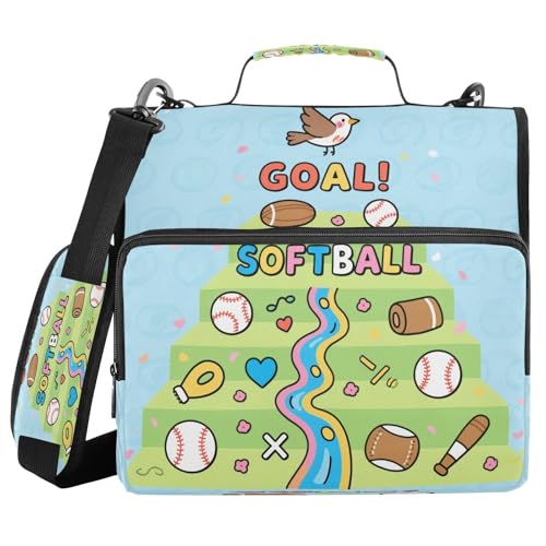 Ringbuch mit 3 Ringen, 3,8 cm, Reißverschluss, mit Schultergurt und Griff, Softball-Tor, grün-blaues Muster, einfach zu tragen, für Schule, Bolsa de Cremallera Ringbuch mit 3 Ringen, 3,8 cm, Reißverschluss, mit Schultergurt und Griff, Softball-Tor, grün-blaues Muster, einfach zu tragen, für Schule, Bolsa de Cremallera von miaozhen