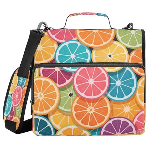 Ringbuch mit 3 Ringen, 3,8 cm, mit Reißverschluss und abnehmbarem Schultergurt, bunte Cartoon-orangefarbene Früchte, inklusive Reißverschlusstasche für Büro, Schule, Bolsa de almacenamiento de Ringbuch mit 3 Ringen, 3,8 cm, mit Reißverschluss und abnehmbarem Schultergurt, bunte Cartoon-orangefarbene Früchte, inklusive Reißverschlusstasche für Büro, Schule, Bolsa de almacenamiento de von miaozhen