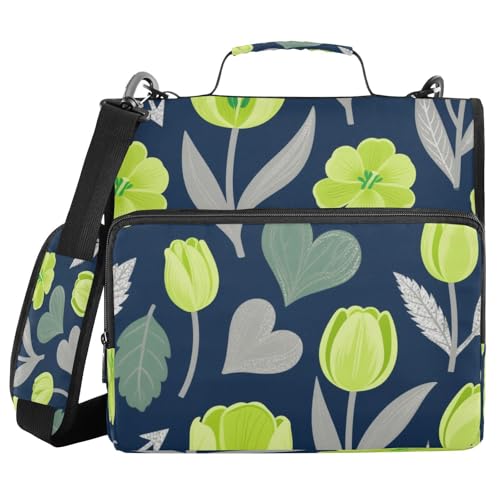 Ringbuch mit 3 Ringen, 3,8 cm, mit extra Taschen, mit Schultergurt, fluoreszierend, grüne Blumen und Blatt, inklusive Reißverschlusstasche für Schulbolsa de cremallera Ringbuch mit 3 Ringen, 3,8 cm, mit extra Taschen, mit Schultergurt, fluoreszierend, grüne Blumen und Blatt, inklusive Reißverschlusstasche für Schulbolsa de cremallera von miaozhen