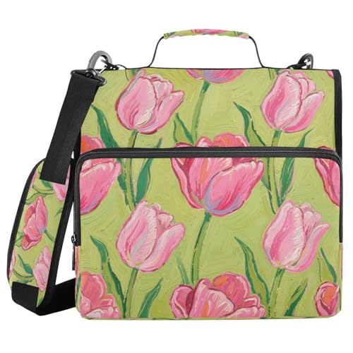 Ringbuch mit 3 Ringen, 3 Ringe, mit Reißverschluss, mit Schultergurt, rosa Tulpen, Ölgemälde, Kapazität für Büro, Schule, Clip de cremallera resistente Ringbuch mit 3 Ringen, 3 Ringe, mit Reißverschluss, mit Schultergurt, rosa Tulpen, Ölgemälde, Kapazität für Büro, Schule, Clip de cremallera resistente von miaozhen