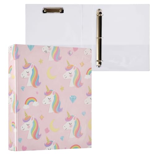 Ringbuch mit 3 Ringen, Cartoon-Motiv, Weiß, Regenbogen-Einhörner, 3 Ringe, 2 Stück, sortierte Ordner, 200 Blatt Ringbuch mit 3 Ringen, Cartoon-Motiv, Weiß, Regenbogen-Einhörner, 3 Ringe, 2 Stück, sortierte Ordner, 200 Blatt von miaozhen