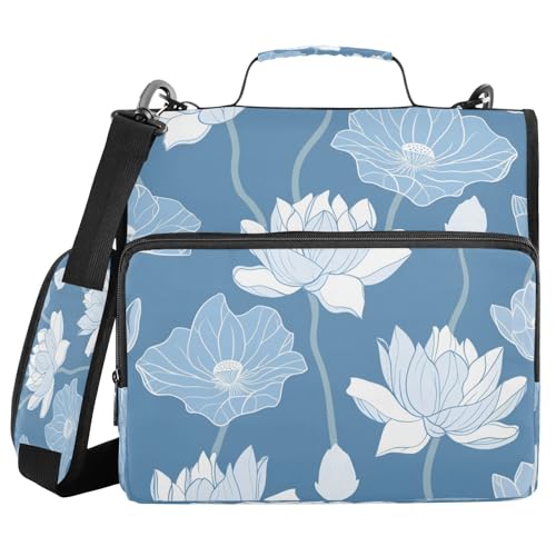 Ringbuch mit 3 Ringen, Reißverschluss, mit Schultergurt und Griff, Blume, Puderblau, wasserdicht, für Büro, Schule, Clip de Cremallera Ringbuch mit 3 Ringen, Reißverschluss, mit Schultergurt und Griff, Blume, Puderblau, wasserdicht, für Büro, Schule, Clip de Cremallera von miaozhen
