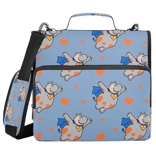 Ringbuch mit 3 Ringen, Reißverschluss, mit Schultergurt und Griff, Nilpferd, lustiges Tier, fliegendes Herz, Orange / Blau, wasserdicht, für Mittelschüler, Clip de cremallera escolar Ringbuch mit 3 Ringen, Reißverschluss, mit Schultergurt und Griff, Nilpferd, lustiges Tier, fliegendes Herz, Orange / Blau, wasserdicht, für Mittelschüler, Clip de cremallera escolar von miaozhen