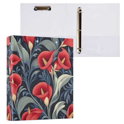 Ringbuch mit 3 Ringen, Retro-Design, rote Calla-Lilien-Blumen, 3,8 cm, 200 Blatt Ringbuch mit 3 Ringen, Retro-Design, rote Calla-Lilien-Blumen, 3,8 cm, 200 Blatt von miaozhen