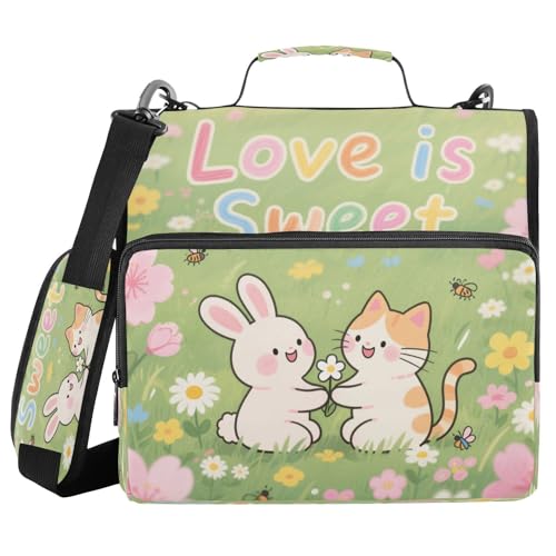 Ringbuch mit 3 Ringen, Schultergurt und Griff, Love is Sweet Animal Bunny Cat inklusive Reißverschlusstasche für Schulorganisatores de suministros escolares Ringbuch mit 3 Ringen, Schultergurt und Griff, Love is Sweet Animal Bunny Cat inklusive Reißverschlusstasche für Schulorganisatores de suministros escolares von miaozhen