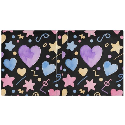 Ringbuch mit 3 Ringen, niedliches Cartoon-Motiv, bunte Sterne, schwarz, 3,8 cm, 1 Packung, ästhetischer Ordner, 200 Blatt Ringbuch mit 3 Ringen, niedliches Cartoon-Motiv, bunte Sterne, schwarz, 3,8 cm, 1 Packung, ästhetischer Ordner, 200 Blatt von miaozhen