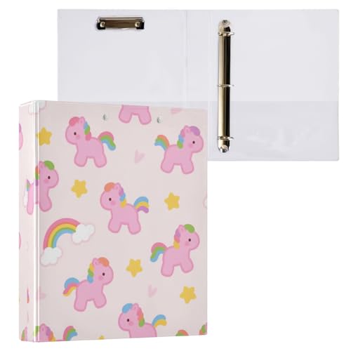 Ringbuch mit 3 Ringen, niedliches Cartoon-Motiv, rosa Regenbogenpferd, 3 Ringe, 2 Stück, Büro-Binderbedarf, 200 Blatt Ringbuch mit 3 Ringen, niedliches Cartoon-Motiv, rosa Regenbogenpferd, 3 Ringe, 2 Stück, Büro-Binderbedarf, 200 Blatt von miaozhen