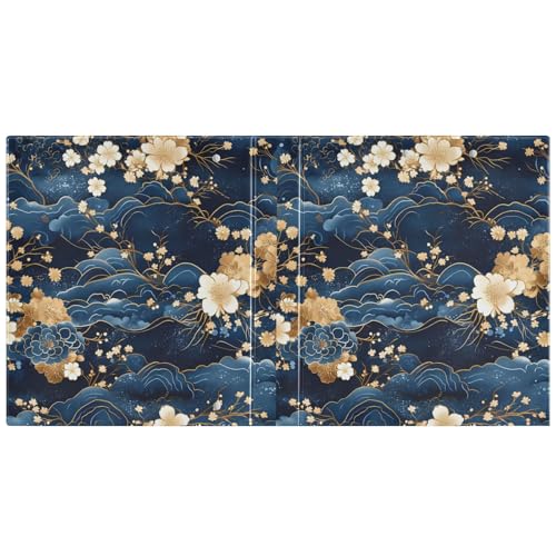 Ringbuch mit D-Ringen, Retro-Stil, romantische Blumen, 1 und 1/2 Zoll, Blau und Gold, 1 Packung, Bürobedarf, 200 Blatt von miaozhen