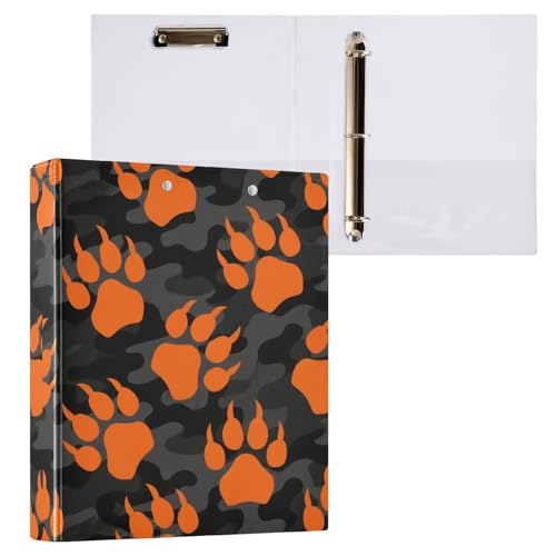 Ringbuch mit Klemmbrett, Motiv: Tierfußabdruck, Bär, Orange, Schwarz, 3,5 cm, D-Ringbuch mit Klemmbrett, 2 Stück, Büroordner, 200 Blatt Ringbuch mit Klemmbrett, Motiv: Tierfußabdruck, Bär, Orange, Schwarz, 3,5 cm, D-Ringbuch mit Klemmbrett, 2 Stück, Büroordner, 200 Blatt von miaozhen