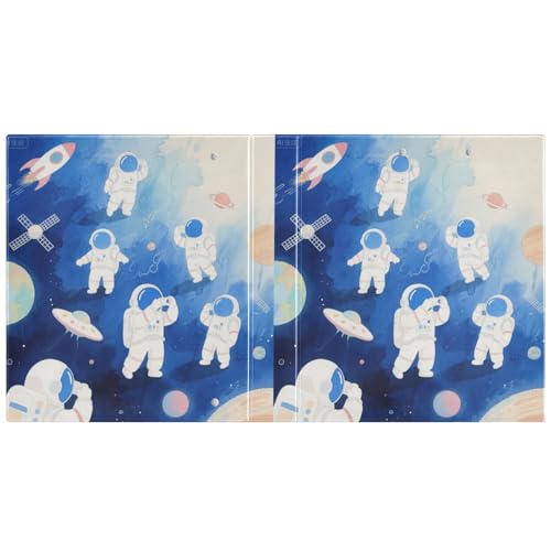 Ringbuch mit drei Ringen, Motiv: niedliche Cartoon-Astronauten, 3,8 cm, mit Innentaschen, 1 Packung, sortierte Ordner, 200 Blatt von miaozhen
