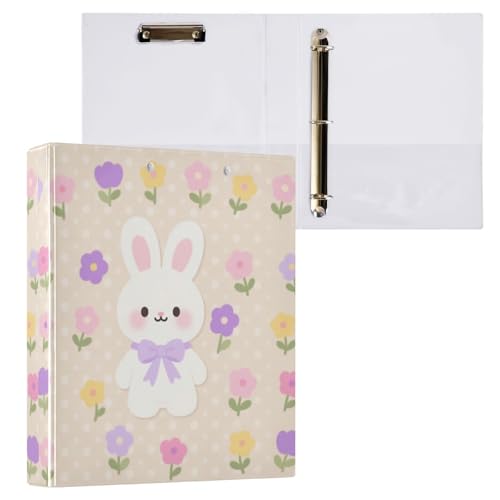 Ringbuch mit niedlichem Cartoon-Motiv und weißen Kaninchen, 3,8 cm, D-Ringbuch mit Taschen, 2 Stück, ästhetischer Ordner, 200 Blatt Ringbuch mit niedlichem Cartoon-Motiv und weißen Kaninchen, 3,8 cm, D-Ringbuch mit Taschen, 2 Stück, ästhetischer Ordner, 200 Blatt von miaozhen