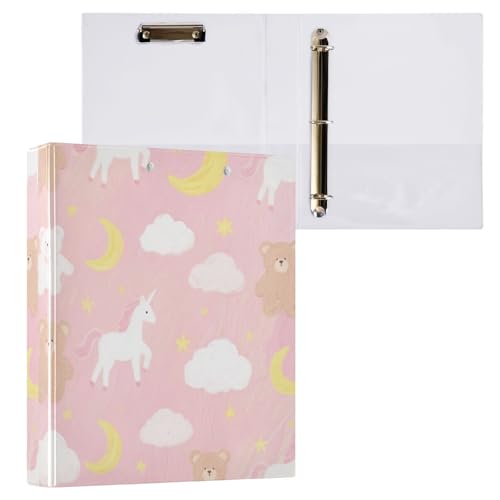 Ringbuch mit süßen Cartoon-Einhörnern, Rosa, 3,5 cm, D-Ringbuch mit Innentaschen, 2 Stück, Büro-Binderbedarf, 200 Blatt Ringbuch mit süßen Cartoon-Einhörnern, Rosa, 3,5 cm, D-Ringbuch mit Innentaschen, 2 Stück, Büro-Binderbedarf, 200 Blatt von miaozhen