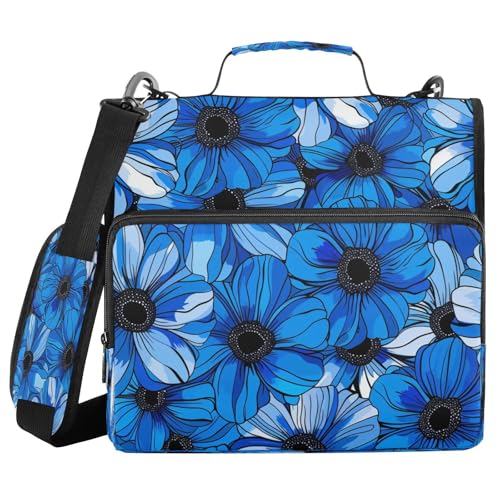 Ringordner mit 3 Ringen, elegant, lebendige blaue Blumen, schwarz, wasserdicht, für Büro, Schule, Encuadernador de cremallera Ringordner mit 3 Ringen, elegant, lebendige blaue Blumen, schwarz, wasserdicht, für Büro, Schule, Encuadernador de cremallera von miaozhen