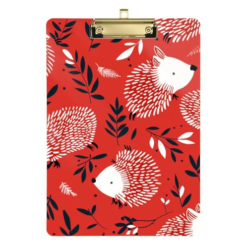 Roter verspielter Stachelschwein-Ordner mit Klemmbrett, Acryl, niedlich, für legale Frauen, Basketball-Trainer, Größe 22,9 x 32,5 cm, Tabla para escribir von miaozhen