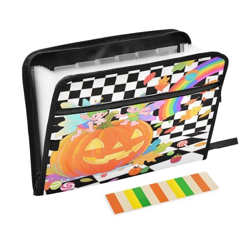 Schnellhefter mit Taschen, 13 Taschen, A4, Briefformat, mit Reißverschluss, für Bürobedarf, Hallo Herbst, Herbst, Kürbis, kariert, kariert, expando Schnellhefter mit Taschen, 13 Taschen, A4, Briefformat, mit Reißverschluss, für Bürobedarf, Hallo Herbst, Herbst, Kürbis, kariert, kariert, expando von miaozhen