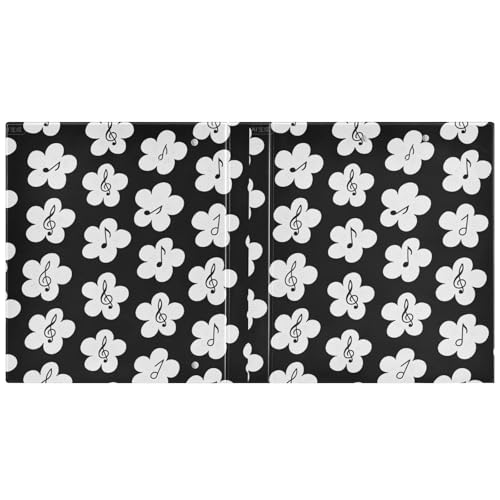 Schwarz-weißes Blumennotizmuster, 3,8 cm, D-Ringbuch mit Klemmbrett, 1 Packung, Bürobedarf, 200 Blatt von miaozhen