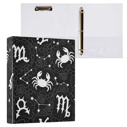 Schwarz-weißes Gothic-Konstellations-Notizbuch, 3,8 cm, 3,8 cm, Ordner mit Klemmbrett, 2 Stück, Büroordner, Zubehör, 200 Blatt Schwarz-weißes Gothic-Konstellations-Notizbuch, 3,8 cm, 3,8 cm, Ordner mit Klemmbrett, 2 Stück, Büroordner, Zubehör, 200 Blatt von miaozhen