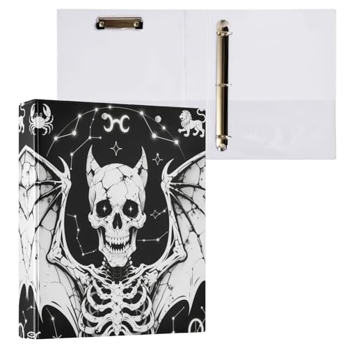 Schwarz-weißes Totenkopf-Konstellations-Ordner, 3 Ringbücher mit Tascheneinband, 2 Stück, Bürobedarf, 200 Blatt von miaozhen