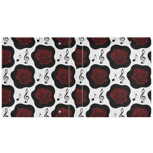 Schwarze Rosen, rotes Notenschild, 3,8 cm, Notizbuch, 3,8 cm, Drei-Ringbuch mit Tascheneinband, 1 Packung, Bürobedarf, 200 Blatt von miaozhen