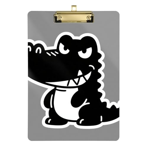 Schwarzes und weißes Krokodil-Klemmbrett mit Krokodil-Motiv, Seitenklemmbrett für Krankenschwestern, Heimunternehmer, Größe 22,9 x 32,5 cm, Tabla para escribir von miaozhen