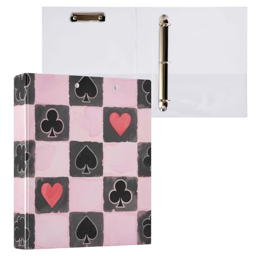 Spades schwarzes und pinkes Schachbrettmuster, 3,5 cm, D-Ringbuch mit Tascheneinband, 2 Stück, Büroordner, 200 Blatt Spades schwarzes und pinkes Schachbrettmuster, 3,5 cm, D-Ringbuch mit Tascheneinband, 2 Stück, Büroordner, 200 Blatt von miaozhen