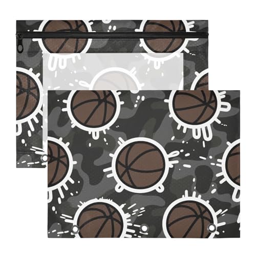 Stiftebox mit 3 verstärkten Ösen, 3-Loch-Tasche für A4-Papier, Briefe, 2 Stück, Lehrer, Zuhause, Basketball, schwarz, braun, Bolsa para lapices Stiftebox mit 3 verstärkten Ösen, 3-Loch-Tasche für A4-Papier, Briefe, 2 Stück, Lehrer, Zuhause, Basketball, schwarz, braun, Bolsa para lapices von miaozhen